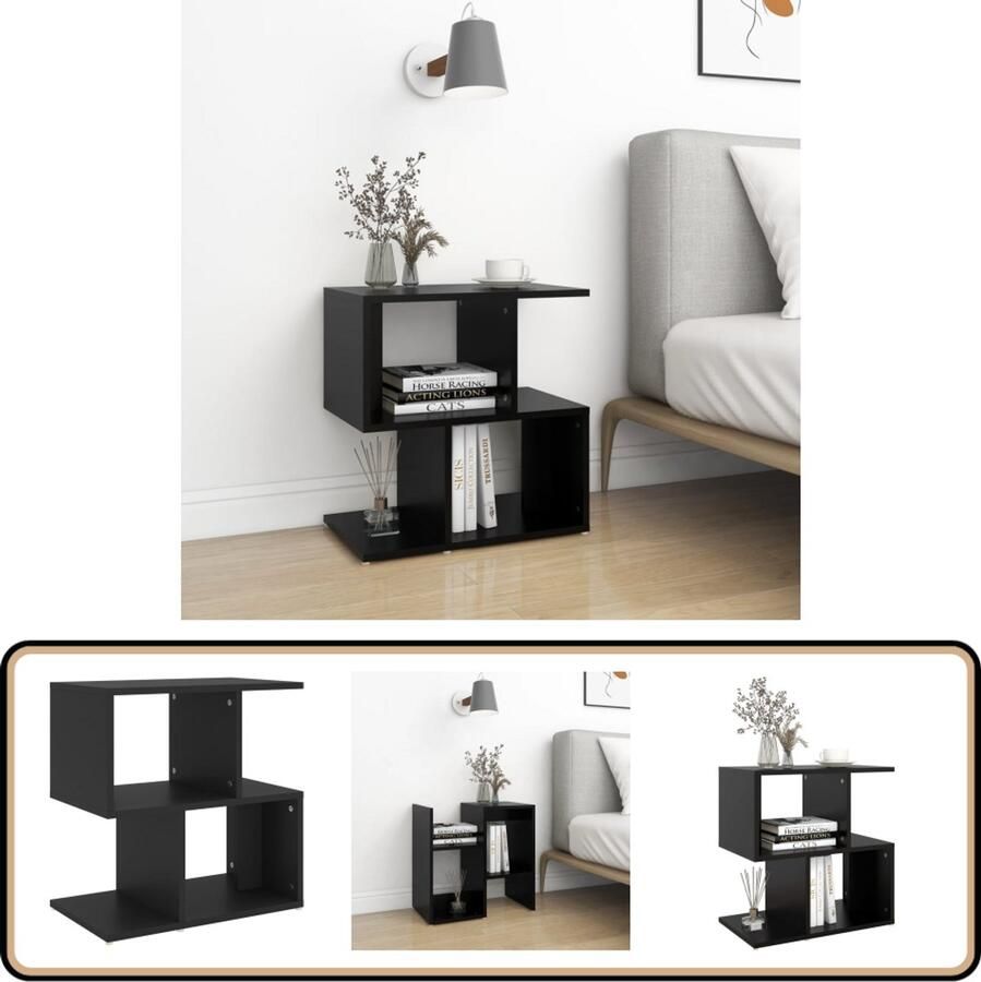 VidaXL Nachtkastje 50x30x51 5 cm Bewerkt hout Zwart Nachtkaste Nachtkastje Meubilair Slaapkamermeubelen Houten Kasten Zwarte Kasten Compact Bureau