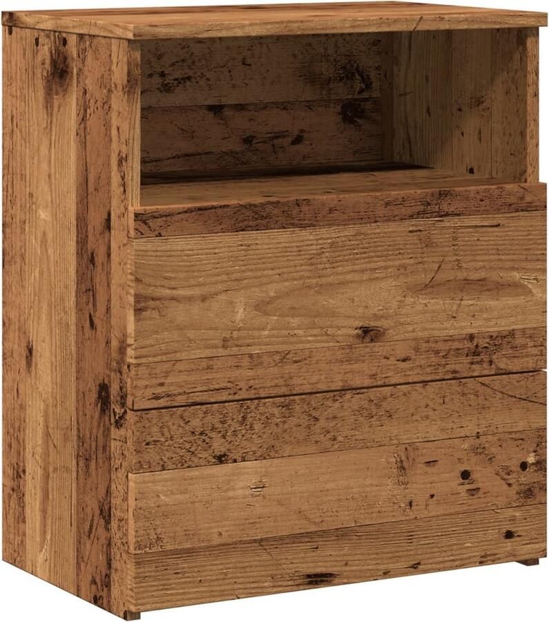 VidaXL Nachtkastje 50x32x60cm Oud Houtkleurig Nachtkastje Houten Nachtkastje Rustic Kast Slaapkamersmeubel Vintage Meubilair