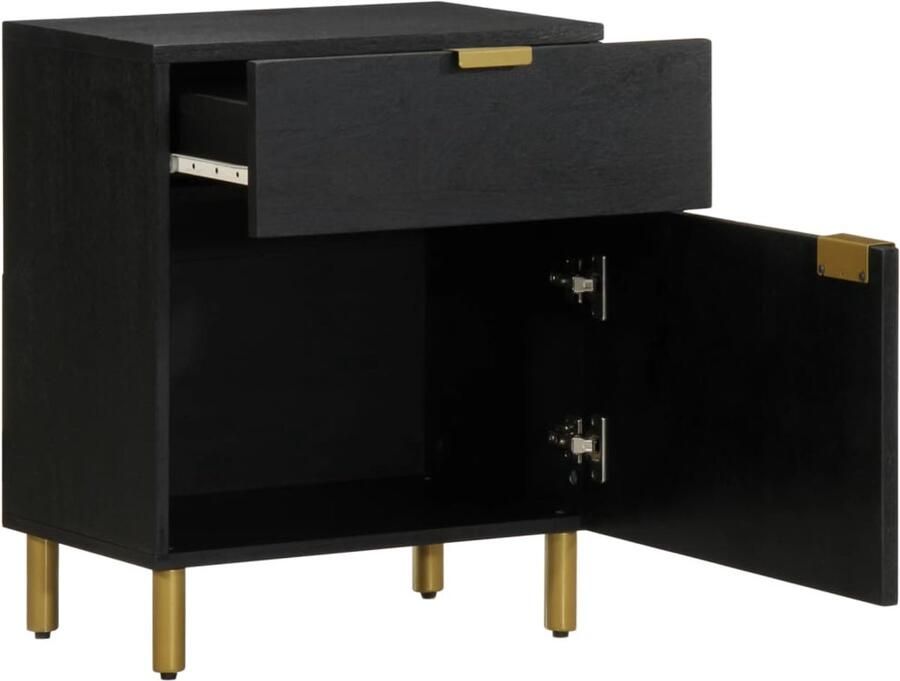 VidaXL Nachtkastje 50x33x60 cm Bewerkt hout Zwart Nachtkastje Nachtkastjes Bijzettafel Wandkastje - Foto 2