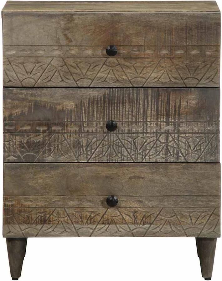 VidaXL Nachtkastje 50x33x60 cm Mangohout Lichtgrijs Nachtkastje Nachtkastjes Bijzettafel Wandkastje