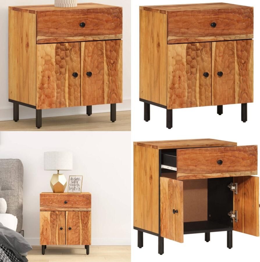 VidaXL Nachtkastje 50x33x60 cm massief acaciahout Nachtkastje Nachtkastjes Bijzettafel Wandkastje