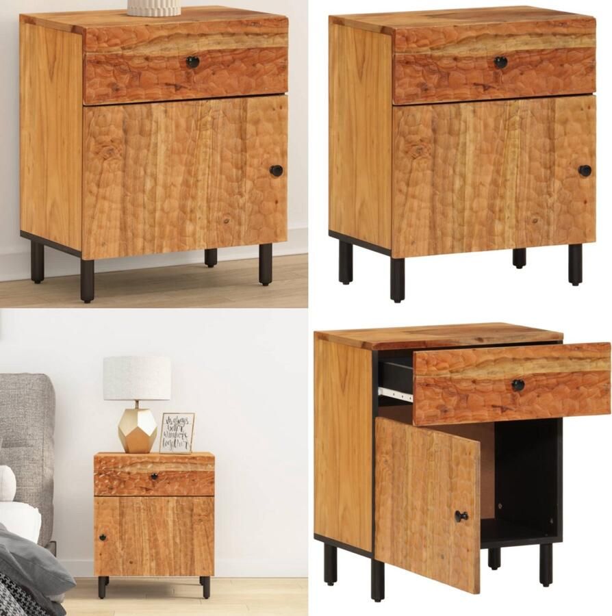 VidaXL Nachtkastje 50x33x60 cm massief acaciahout Nachtkastje Nachtkastjes Bijzettafel Wandkastje