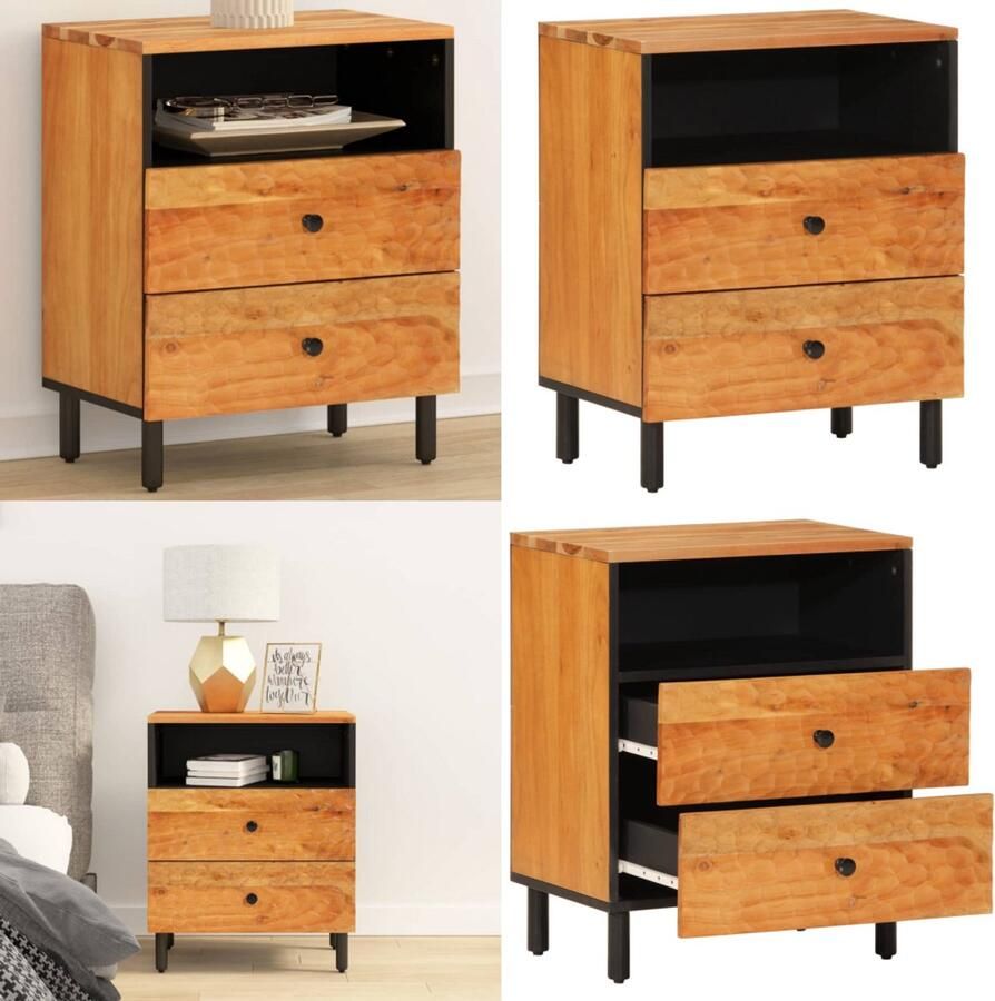 VidaXL Nachtkastje 50x33x60 cm massief acaciahout Nachtkastje Nachtkastjes Houten Nachtkastje Houten Nachtkastjes