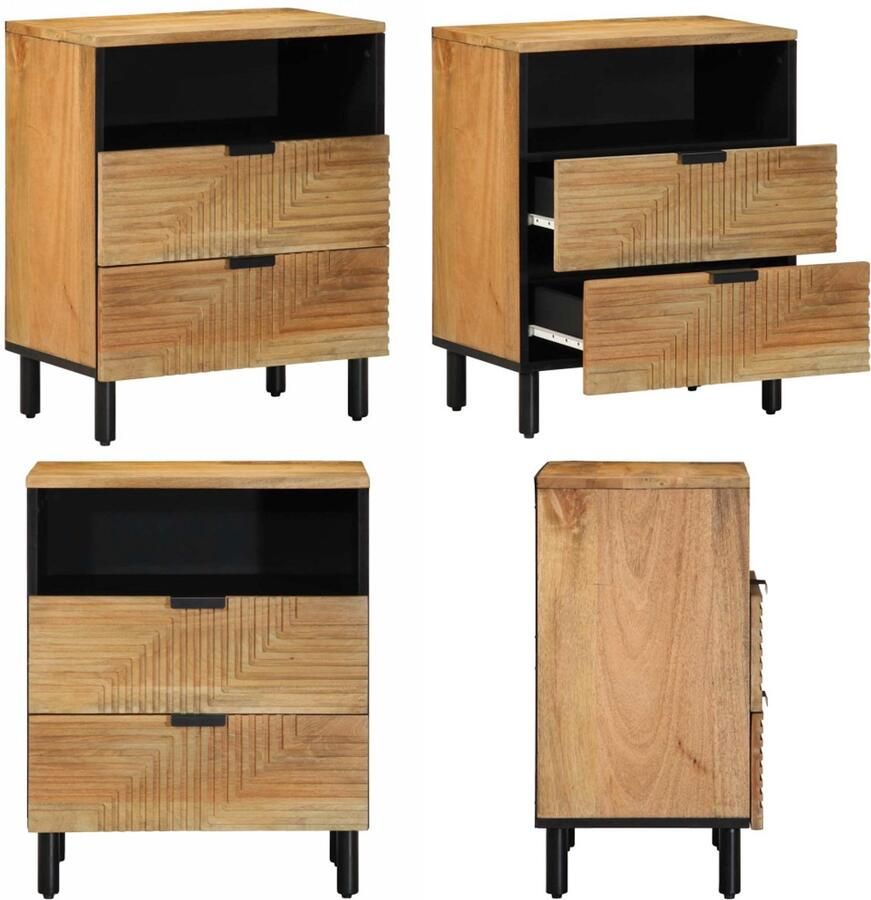 VidaXL Nachtkastje 50x33x60 cm massief mangohout bruin Nachtkastje Nachtkastjes Bijzettafel Wandkastje - Foto 2