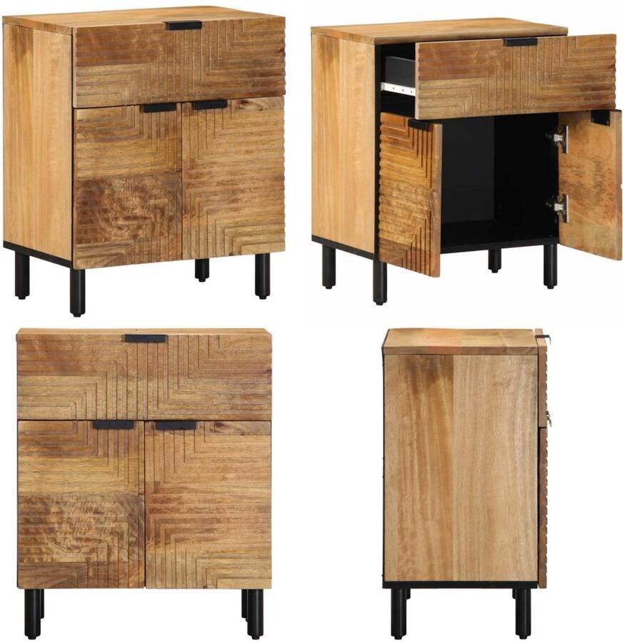 VidaXL Nachtkastje 50x33x60 cm massief mangohout bruin Nachtkastje Nachtkastjes Bijzettafel Wandkastje
