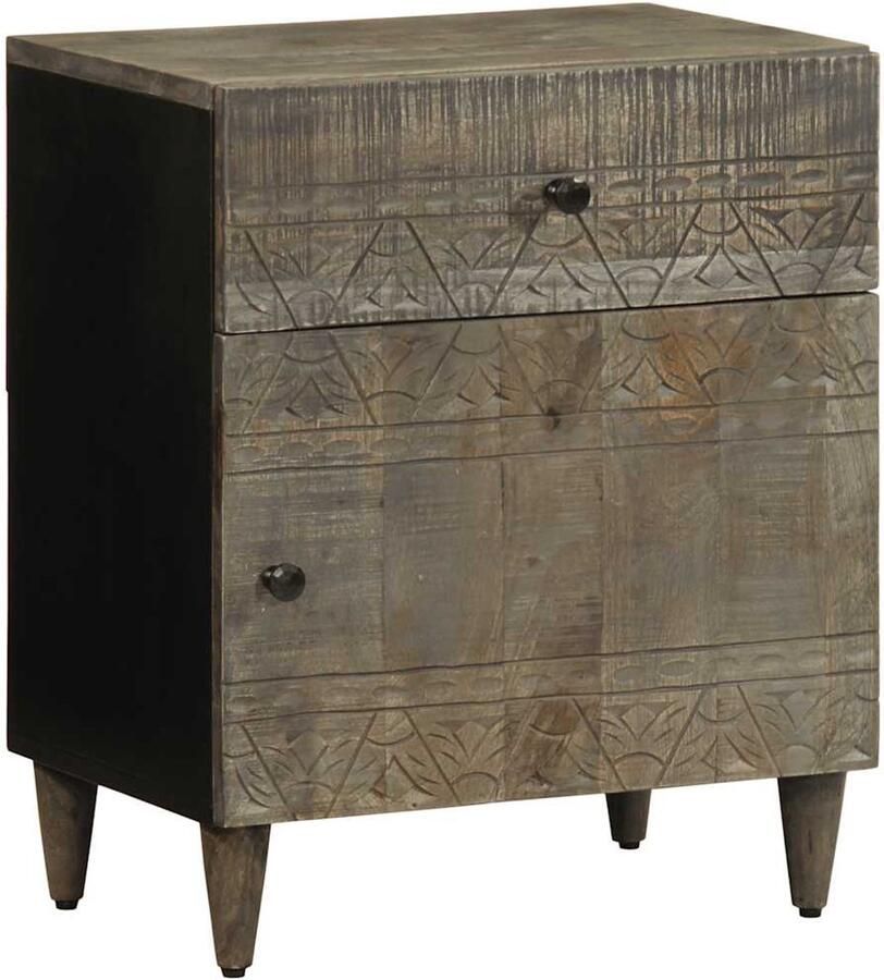 VidaXL Nachtkastje 50x33x60 cm massief mangohout lichtgrijs