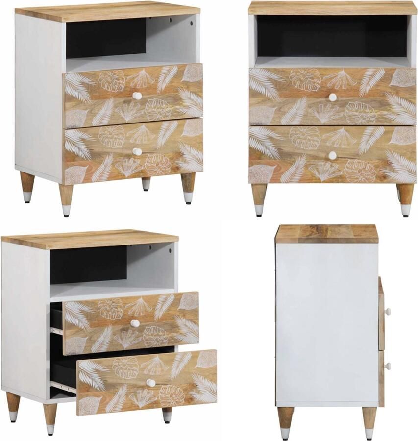 VidaXL Nachtkastje 50x33x60 cm massief mangohout Nachtkastje Nachtkastjes Bijzettafel Wandkastje