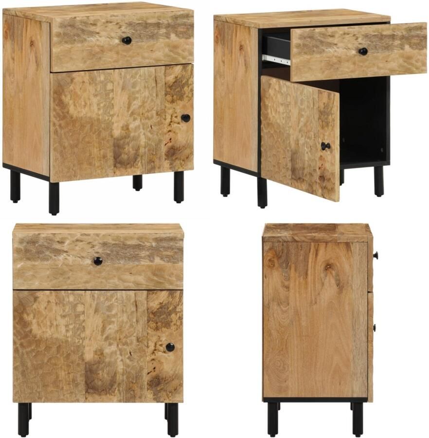 VidaXL Nachtkastje 50x33x60 cm massief mangohout Nachtkastje Nachtkastjes Bijzettafel Wandkastje