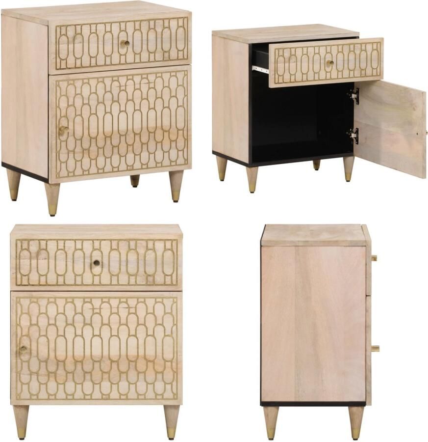 VidaXL Nachtkastje 50x33x60 cm massief mangohout Nachtkastje Nachtkastjes Bijzettafel Wandkastje