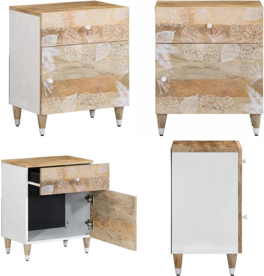 VidaXL Nachtkastje 50x33x60 cm massief mangohout Nachtkastje Nachtkastjes Bijzettafel Wandkastje - Foto 3