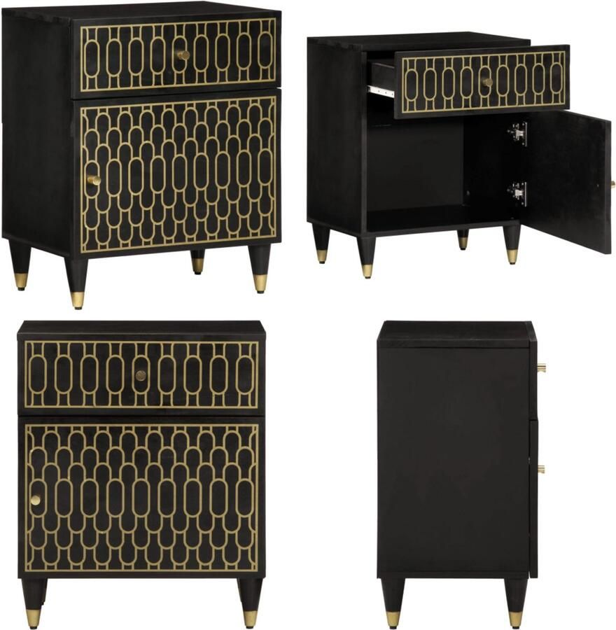 VidaXL Nachtkastje 50x33x60 cm massief mangohout Nachtkastje Nachtkastjes Houten Nachtkastje Houten Nachtkastjes