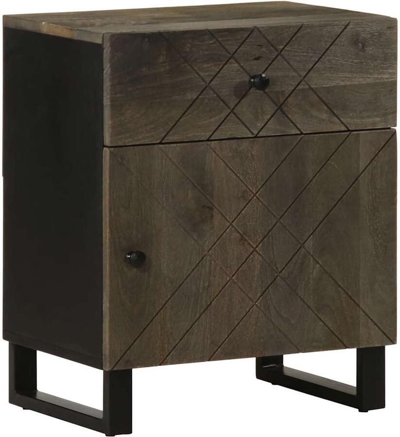 VidaXL Nachtkastje Massief Mangohout Zwart Nachtkast Nachtkastje Kast Meubilair Slaapkamermeubel