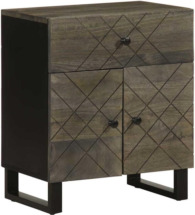 VidaXL Nachtkastje 50x33x60 cm massief mangohout zwart