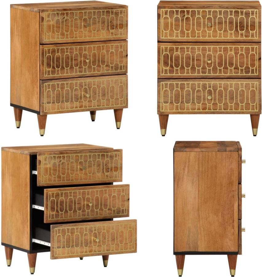 VidaXL Nachtkastje 50x33x62 cm massief mangohout Nachtkastje Nachtkastjes Houten Nachtkastje Houten Nachtkastjes