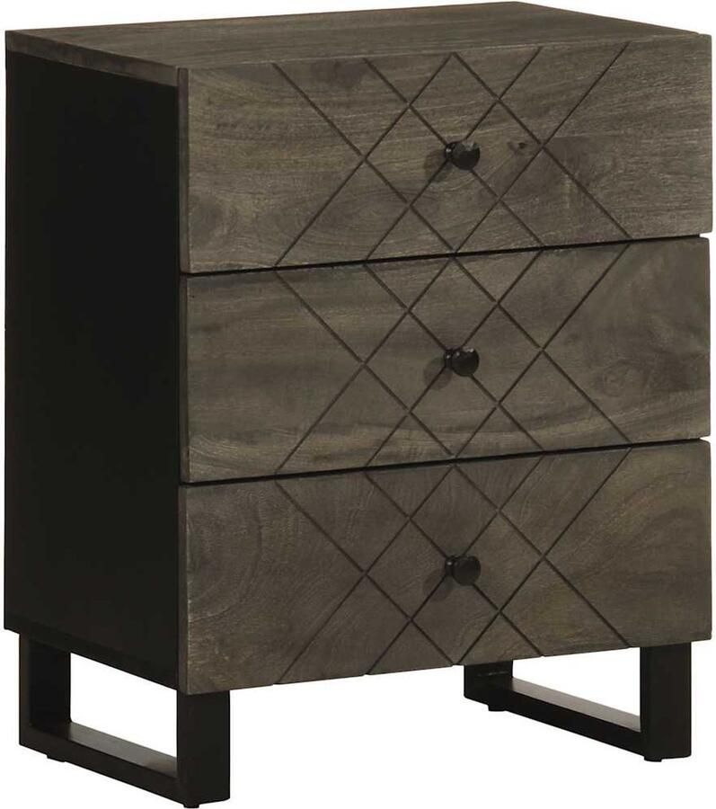 VidaXL Nachtkastje 50x33x62 cm massief mangohout zwart