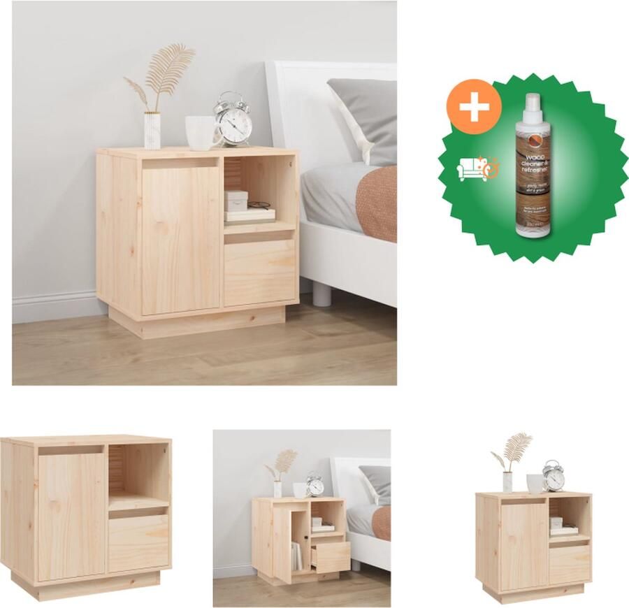 VidaXL Nachtkastje 50x34x50 cm massief grenenhout Kast Inclusief Houtreiniger en verfrisser