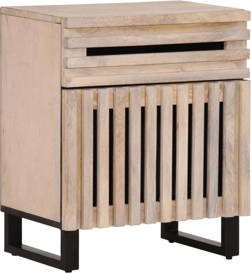 VidaXL Nachtkastje 50x34x60 cm massief mangohout wit