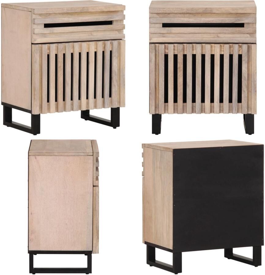 VidaXL Nachtkastje 50x34x60 cm massief mangohout wit Nachtkastje Nachtkastjes Bijzettafel Wandkastje