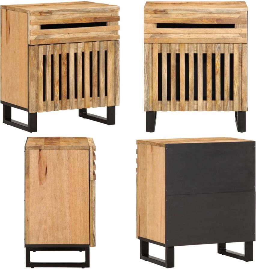 VidaXL Nachtkastje 50x34x60 cm massief ruw mangohout Nachtkastje Nachtkastjes Bijzettafel Wandkastje