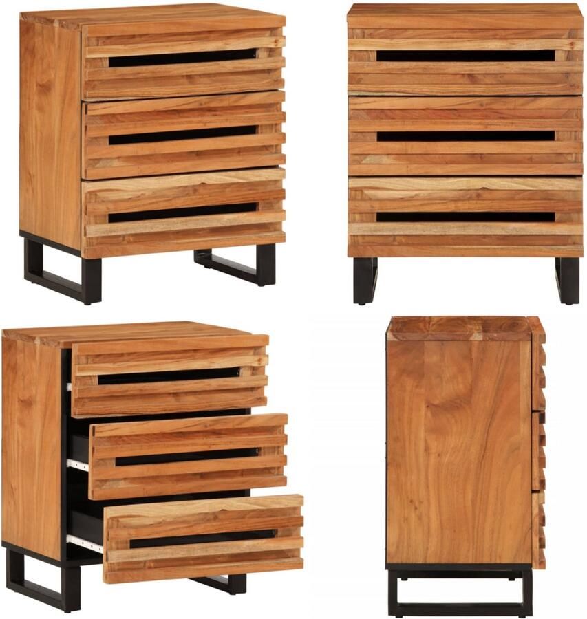 VidaXL Nachtkastje 50x34x62 cm massief acaciahout Nachtkastje Nachtkastjes Bijzettafel Wandkastje