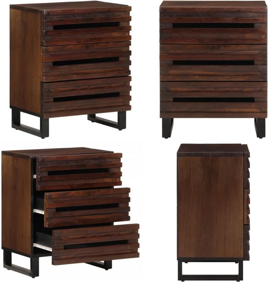 VidaXL Nachtkastje 50x34x62 cm massief mangohout bruin Nachtkastje Nachtkastjes Bijzettafel Wandkastje