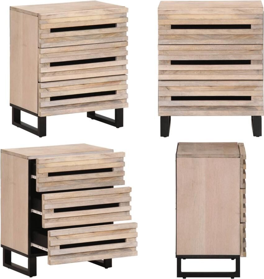 VidaXL Nachtkastje 50x34x62 cm massief mangohout Nachtkastje Nachtkastjes Bijzettafel Wandkastje