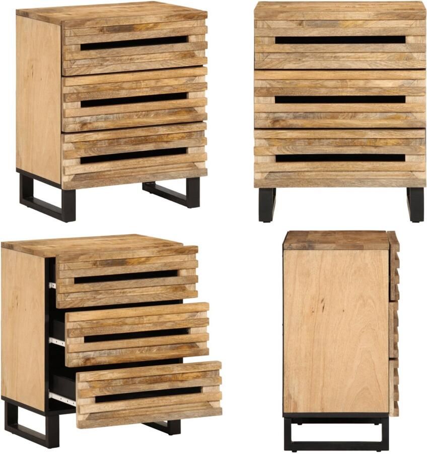 VidaXL Nachtkastje 50x34x62 cm massief ruw mangohout Nachtkastje Nachtkastjes Bijzettafel Wandkastje