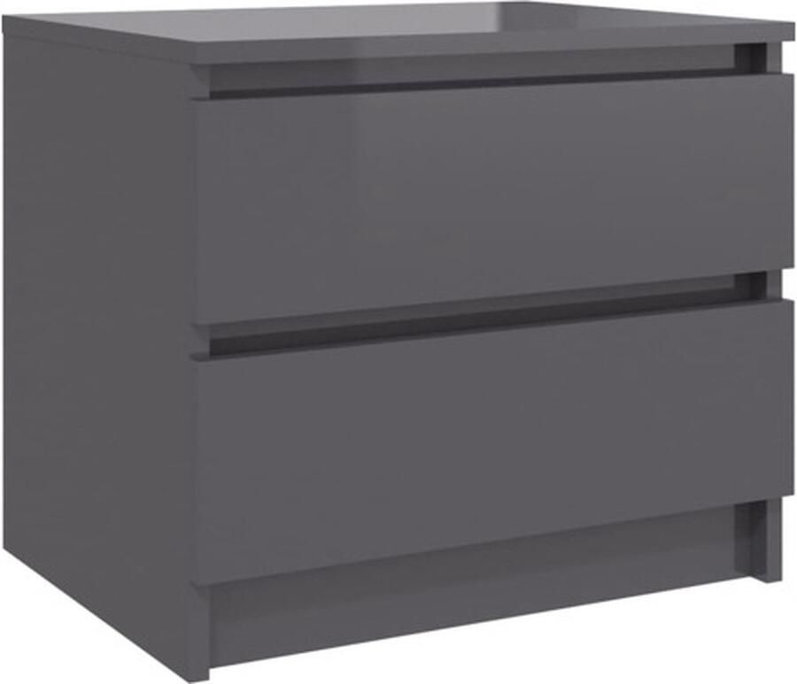 VidaXL Nachtkastje 50x39x43 5 cm bewerkt hout hoogglans grijs