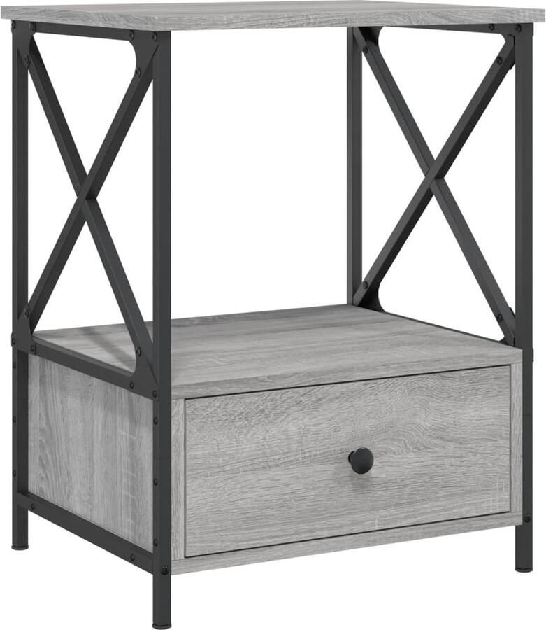 VidaXL -Nachtkastje-50x41x65-cm-bewerkt-hout-grijs-sonoma-eikenkleurig - Foto 2
