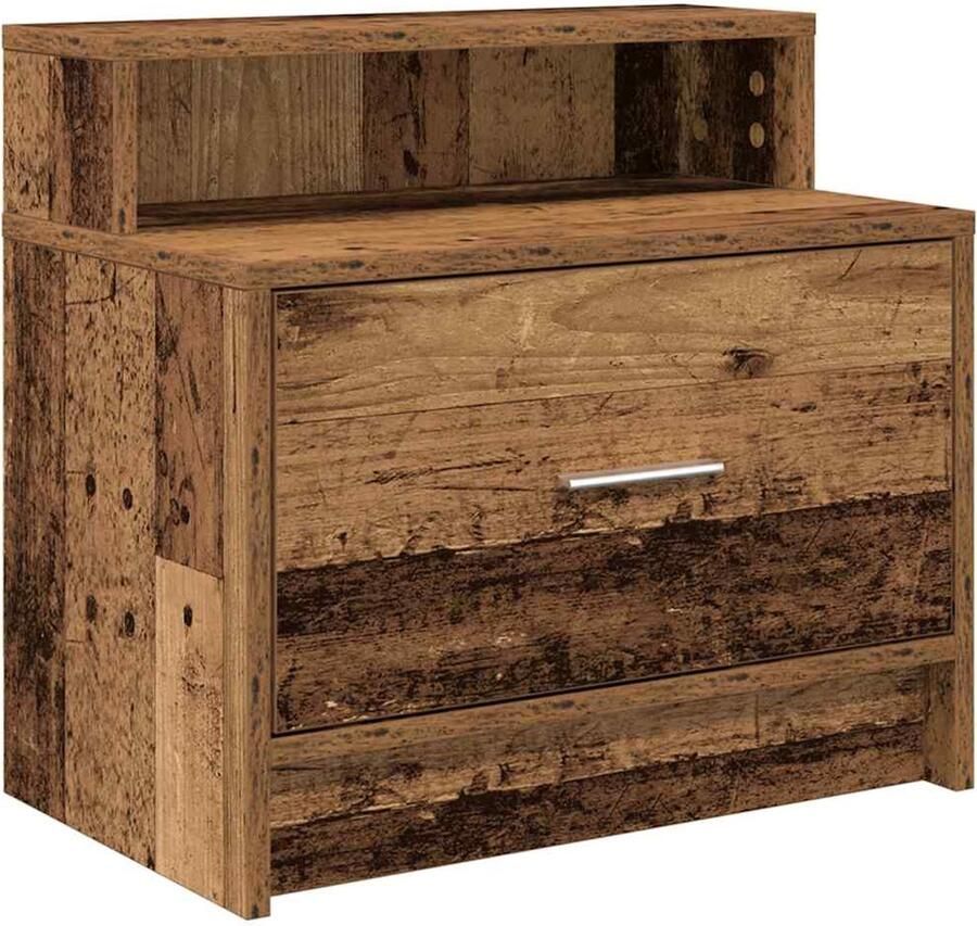 VidaXL Nachtkastje 51x31x47 cm Oud Houtkleur Nachtkastje Nachtkastjes Bijzettafel Wandkastje
