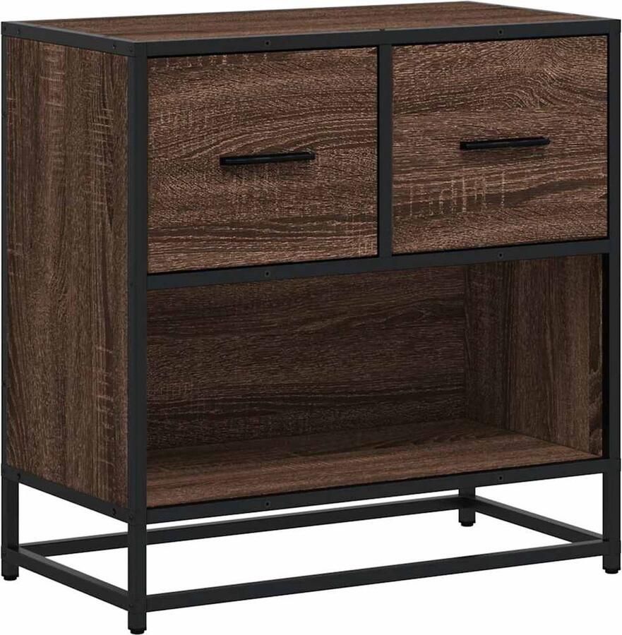VidaXL Nachtkastje 60x31x60 cm bewerkt hout en metaal bruin eikenkleur