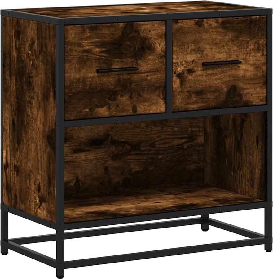 VidaXL Nachtkastje 60x31x60 cm bewerkt hout en metaal gerookt eiken