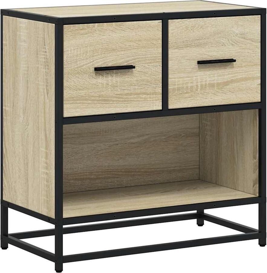VidaXL Nachtkastje 60x31x60 cm bewerkt hout en metaal sonoma eiken