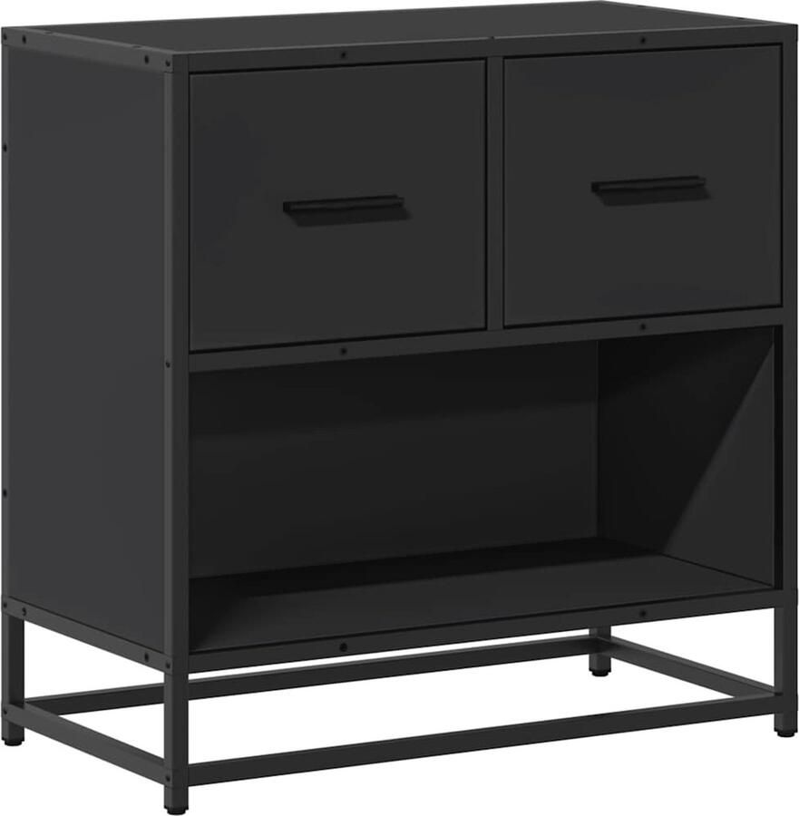 VidaXL Nachtkastje 60x31x60 cm bewerkt hout en metaal zwart