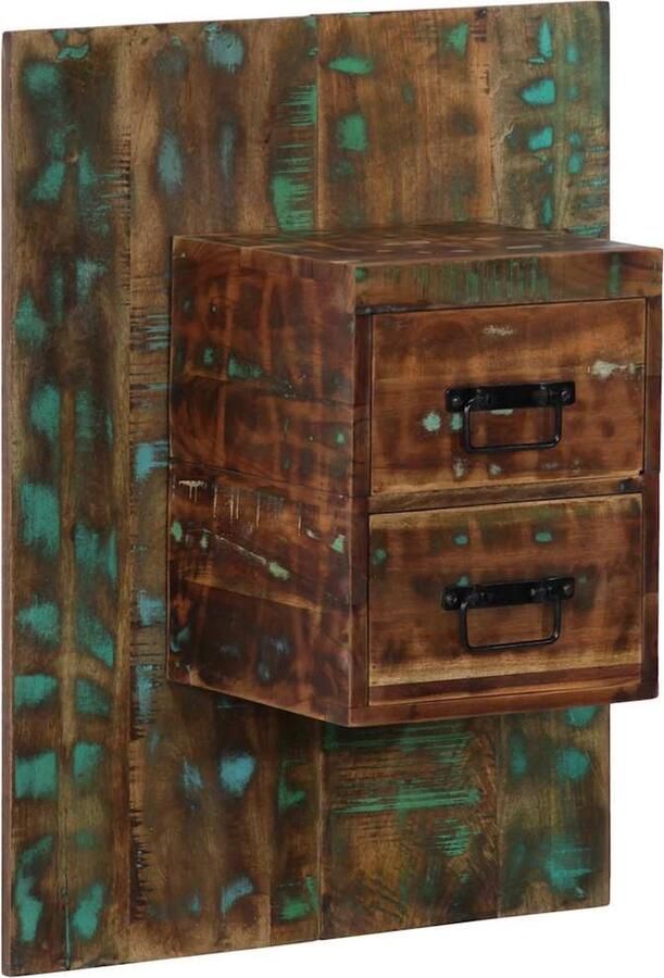 VidaXL Nachtkastje 60x32x80 cm massief gerecycled hout meerkleurig