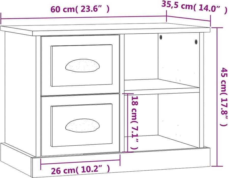 VidaXL -Nachtkastje-60x35 5x45-cm-hoogglans-wit