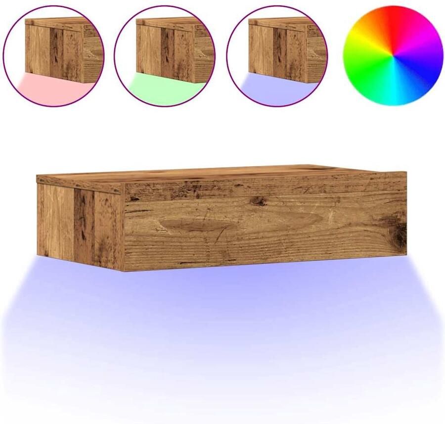 VidaXL Nachtkastje 60x35 cm spaanplaat oud hout