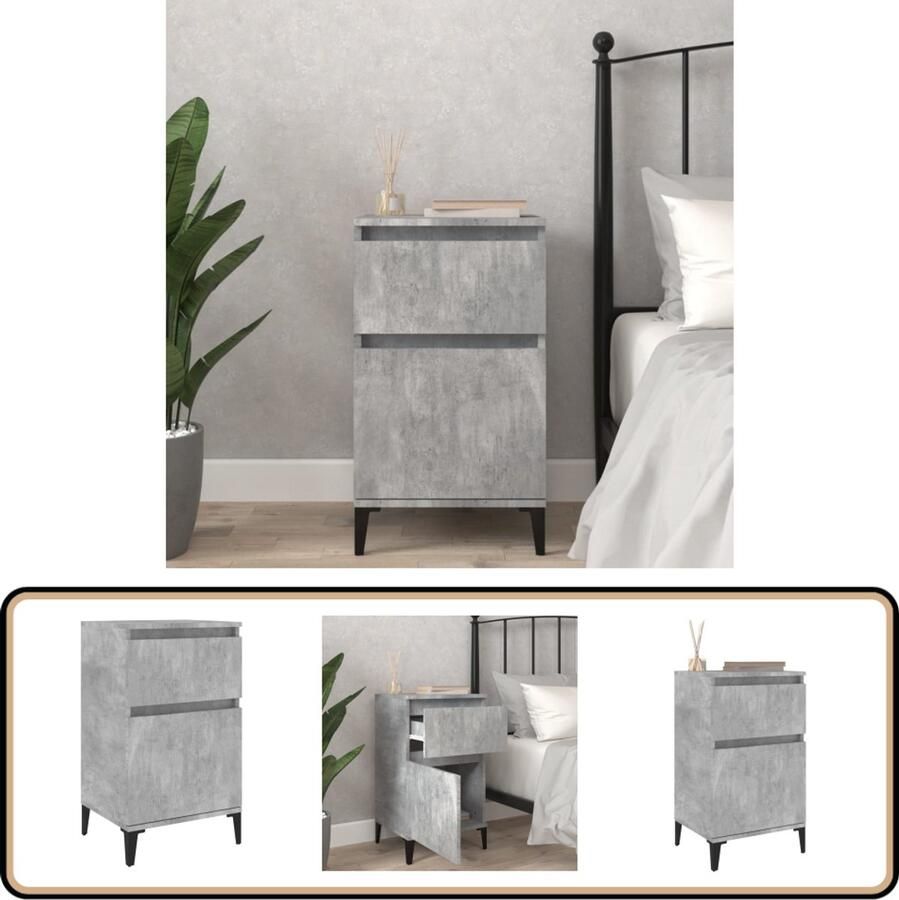 VidaXL Nachtkastje Betongrijs 40x35x70 cm Nachtkastje Slaapkamermeubel Betonlook Houten Meubel Grijze Meubels