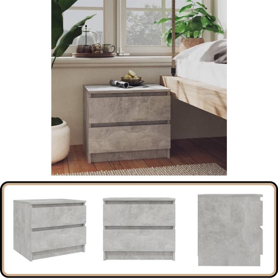 VidaXL Nachtkastje Betongrijs 50x39x43 5 cm Nachtkastje Nachtkastjes Slaapkamerkastje Slaapkamerkastjes