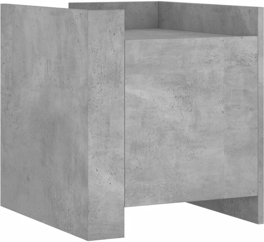 The Living Store Nachtkastje 45x50x50 cm bewerkt hout betongrijs Nachtkastje Kastje Beton Grijs Houten Kast Woonaccessoires - Foto 2
