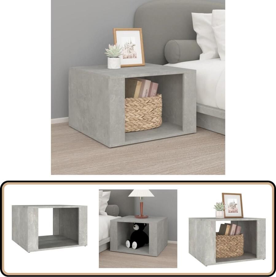 VidaXL Nachtkastje Bewerkt hout Betongrijs 57x55x36 cm Nachtkastje Kastje Slaapkamerinrichting Betonlook Grijze Meubels