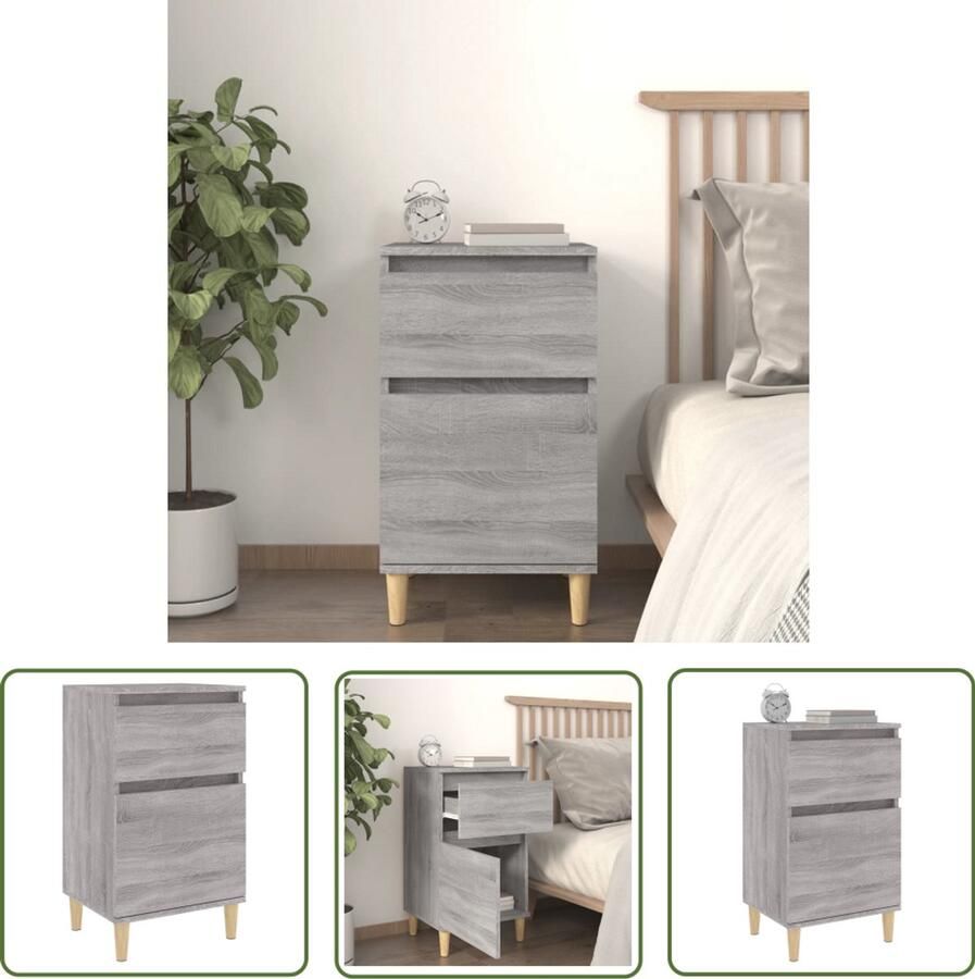 VidaXL Nachtkastje Bewerkt Hout Grijs Sonoma Eiken Nachtkastje Slaapkamermeubel Houten Meubel Grijze Meubels Scandinavische Stijl Basic Meubilair Bergruimte Nachtlamp Tafeltje Sidetable Bedside Table