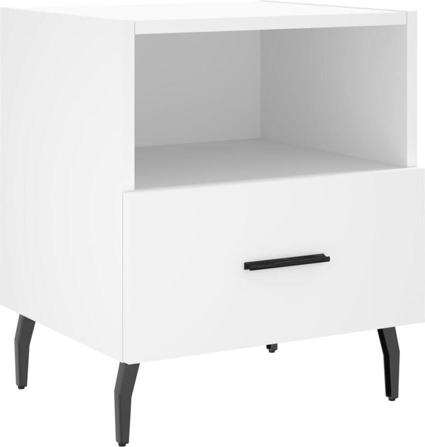 VidaXL Nachtkastje Bewerkt Hout Wit 40x35x47 5 cm Nachtkastje Kast Bijzetkast Slaapkamers Modern Design Houten Meubels Wit Meubilair Opbergruimte Nachtlamp