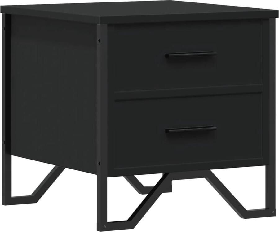 The Living Store Nachtkastje 40x41x40 cm bewerkt hout zwart Nachtkastje Kastje Slaapkamer Nachtlamp Bureau - Foto 2