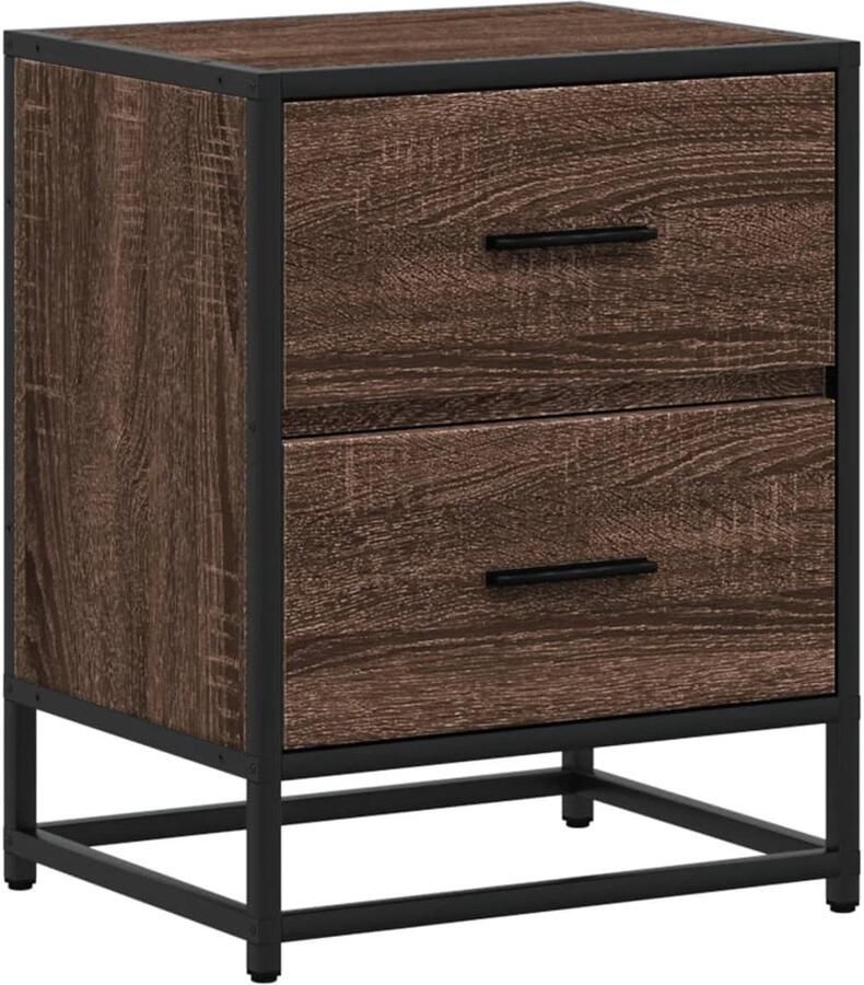 VidaXL Nachtkastje Bruin Eiken 40x31x50 cm 2 Lades Nachtkastje Nachtkastjes Bijzettafel Wandkastje