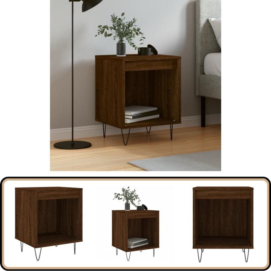 The Living Store Nachtkastje Bruineiken Trendy Meubelen Afmetingen- 40 x 35 x 50 cm Duurzaam materiaal Nachtkastje Kastje Bruin Eiken Houten Nachtkastje Slaapkamersmeubel