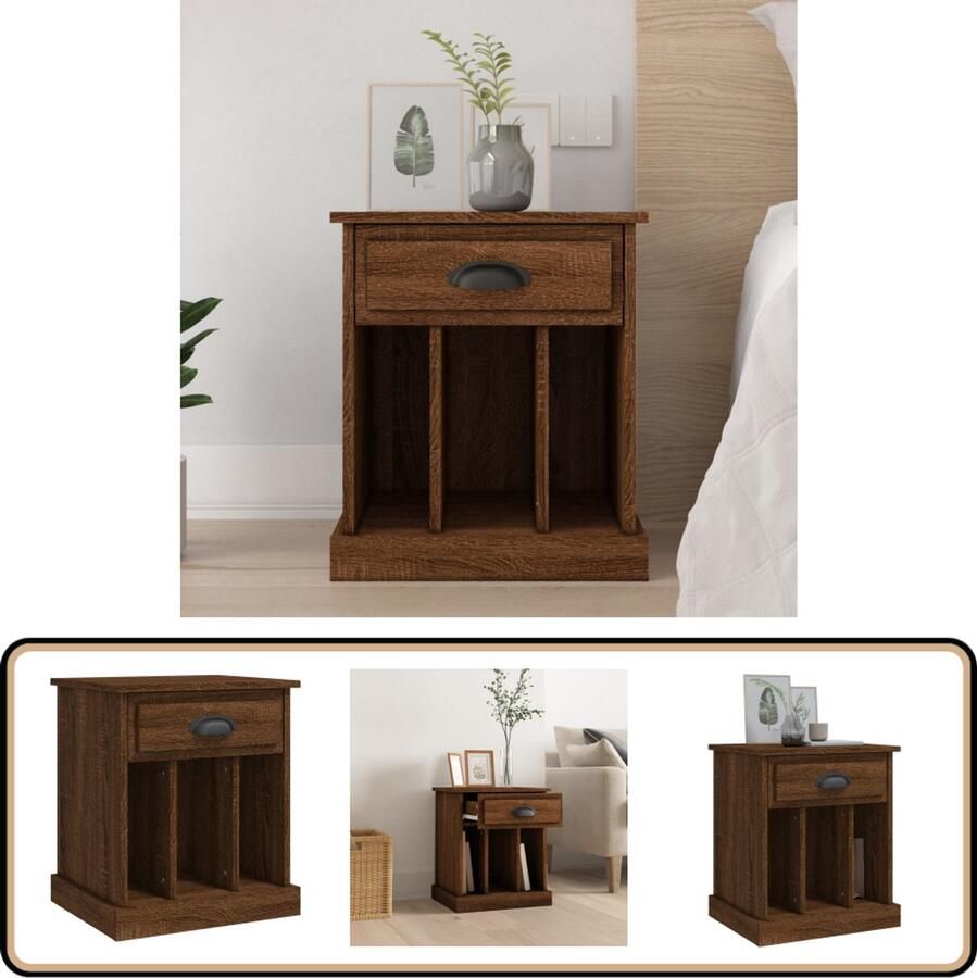 VidaXL Nachtkastje Bruin Eiken 43x36x50 cm Nachtkastje Kast Houten Kast Slaapkamermeubilair Bruine Eiken Kleur Opbergruimte Tweedehands