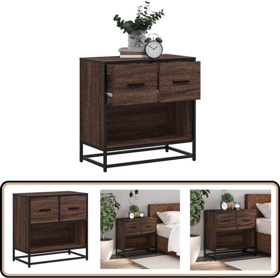 VidaXL Nachtkastje Bruin Eiken 60x31x60 cm Nachtkastje Nachtkastjes Bijzettafel Wandkastje