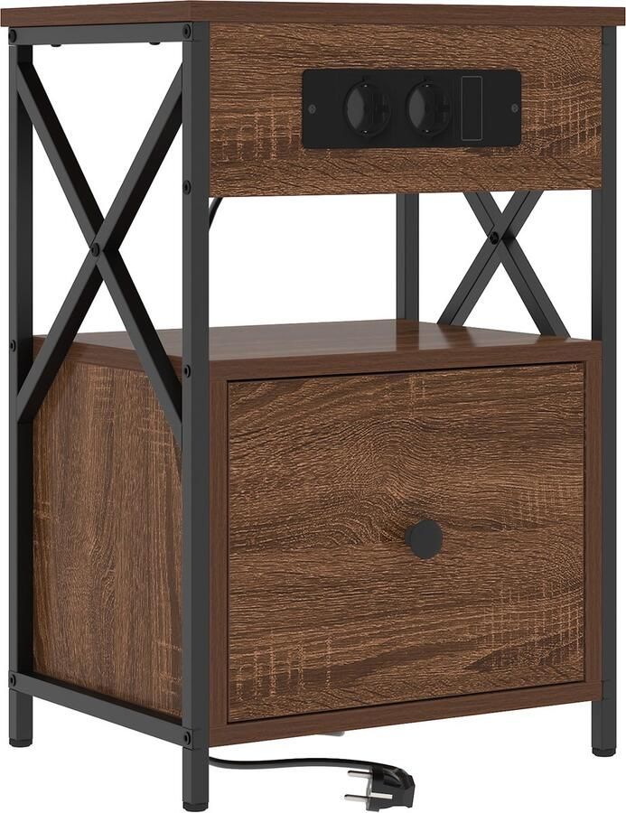 VidaXL Nachtkastje bruin eikenkleur 40 x 31 x 60 cm Bewerkt hout