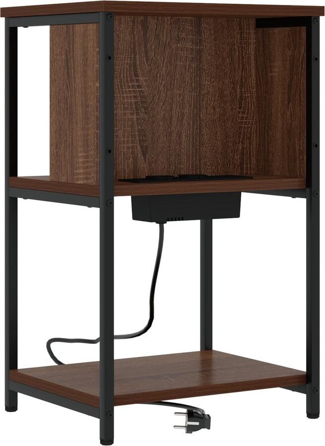 VidaXL Nachtkastje bruin eikenkleur 40 x 40 x 61 cm Bewerkt hout